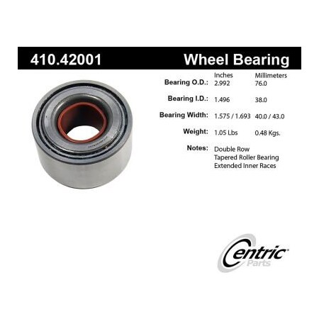 Centric C-Tek Standard Wheel Bearing and Race Set, C-Tek 410.42001E